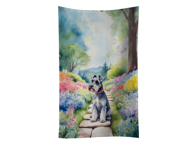 Schnauzer Spring Path Kitchen Towel Dish Cloths Guest Hand Towel Decorative Bathroom Towel for Face,Tea, Dishcloth, Kitchen and Bath