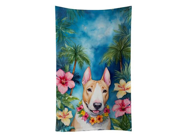 NEW English Bull Terrier Luau Kitchen Towel Dish Cloths Guest Hand Towel Decorative Bathroom Towel for Face,Tea, Dishcloth, Kitchen and Bath