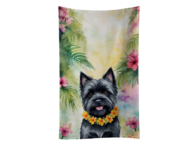 Cairn Terrier Luau Kitchen Towel Dish Cloths Guest Hand Towel Decorative Bathroom Towel for Face,Tea, Dishcloth, Kitchen and Bath
