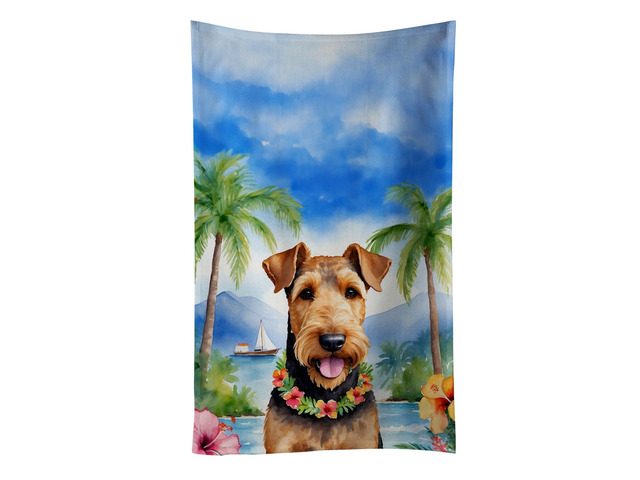 Airedale Terrier Luau Kitchen Towel Dish Cloths Guest Hand Towel Decorative Bathroom Towel for Face,Tea, Dishcloth, Kitchen and Bath