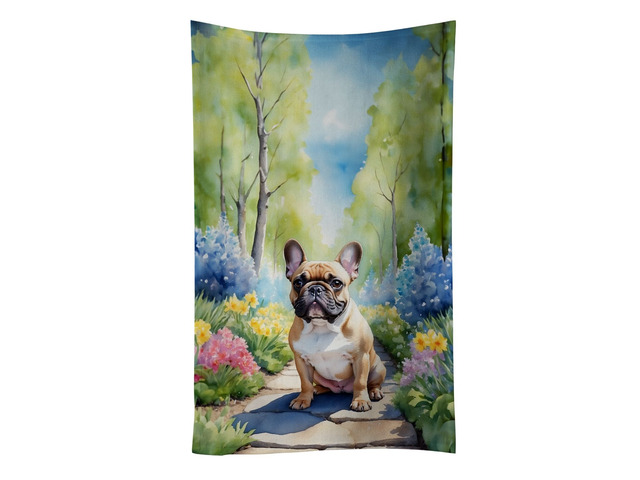 French Bulldog Spring Path Kitchen Towel Dish Cloths Guest Hand Towel Decorative Bathroom Towel for Face,Tea, Dishcloth, Kitchen and Bath