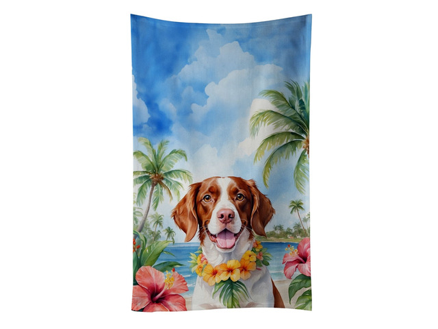 Brittany Spaniel Luau Kitchen Towel Dish Cloths Guest Hand Towel Decorative Bathroom Towel for Face,Tea, Dishcloth, Kitchen and Bath