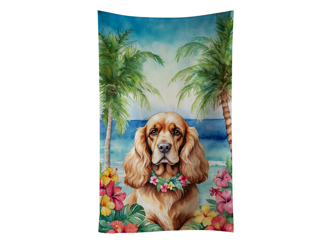 Cocker Spaniel Luau Kitchen Towel Dish Cloths Guest Hand Towel Decorative Bathroom Towel for Face,Tea, Dishcloth, Kitchen and Bath