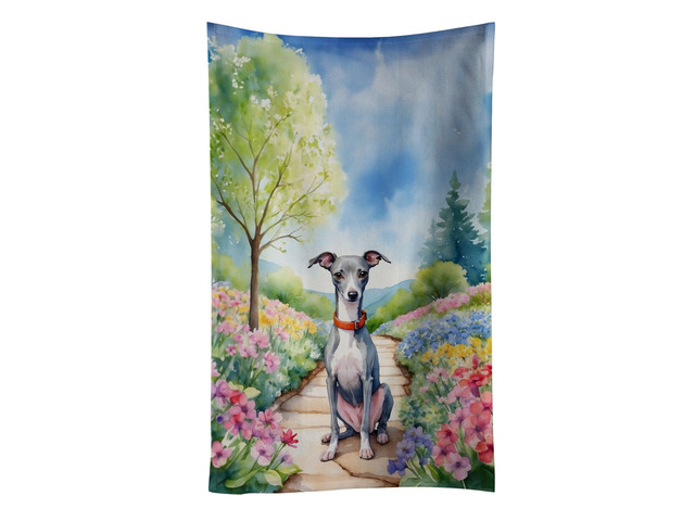 Italian Greyhound Spring Path Kitchen Towel Dish Cloths Guest Hand Towel Decorative Bathroom Towel for Face,Tea, Dishcloth, Kitchen and Bath