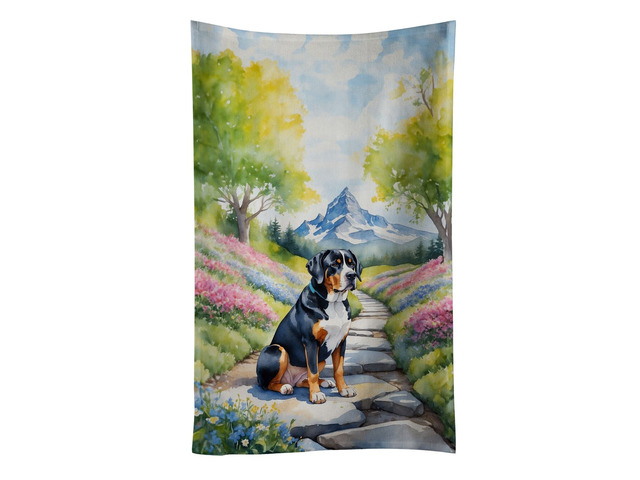 Greater Swiss Mountain Dog Spring Path Kitchen Towel Dish Cloths Guest Hand Towel Decorative Bathroom Towel for Face,Tea, Dishcloth, Kitchen and Bath
