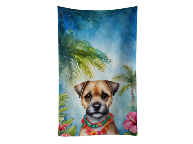 Border Terrier Luau Kitchen Towel Dish Cloths Guest Hand Towel Decorative Bathroom Towel for Face,Tea, Dishcloth, Kitchen and Bath