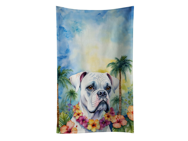 White Boxer Luau Kitchen Towel Dish Cloths Guest Hand Towel Decorative Bathroom Towel for Face,Tea, Dishcloth, Kitchen and Bath