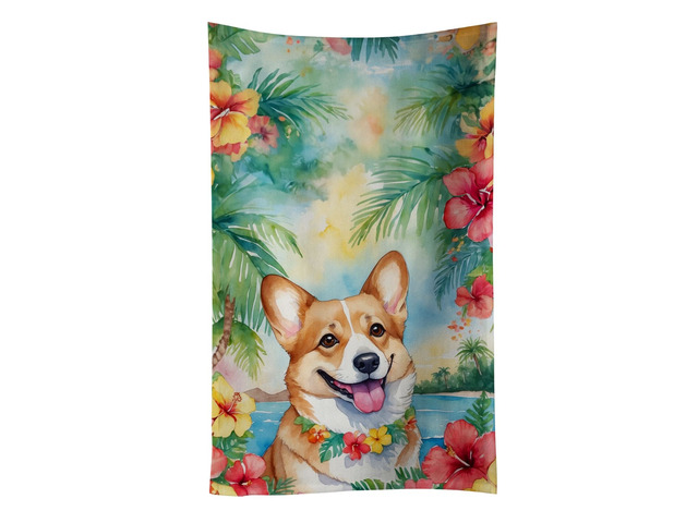 Corgi Luau Kitchen Towel Dish Cloths Guest Hand Towel Decorative Bathroom Towel for Face,Tea, Dishcloth, Kitchen and Bath