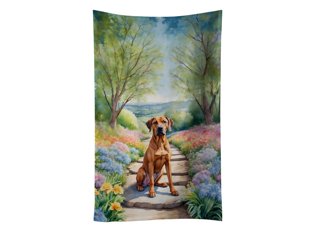 Rhodesian Ridgeback Spring Path Kitchen Towel Dish Cloths Guest Hand Towel Decorative Bathroom Towel for Face,Tea, Dishcloth, Kitchen and Bath