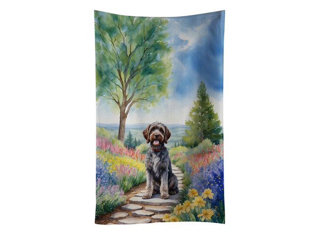 Wirehaired Pointing Griffon Spring Path Kitchen Towel Dish Cloths Guest Hand Towel Decorative Bathroom Towel for Face,Tea, Dishcloth, Kitchen and Bath