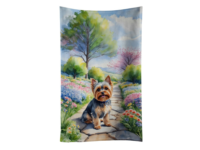 Yorkshire Terrier Spring Path Kitchen Towel Dish Cloths Guest Hand Towel Decorative Bathroom Towel for Face,Tea, Dishcloth, Kitchen and Bath