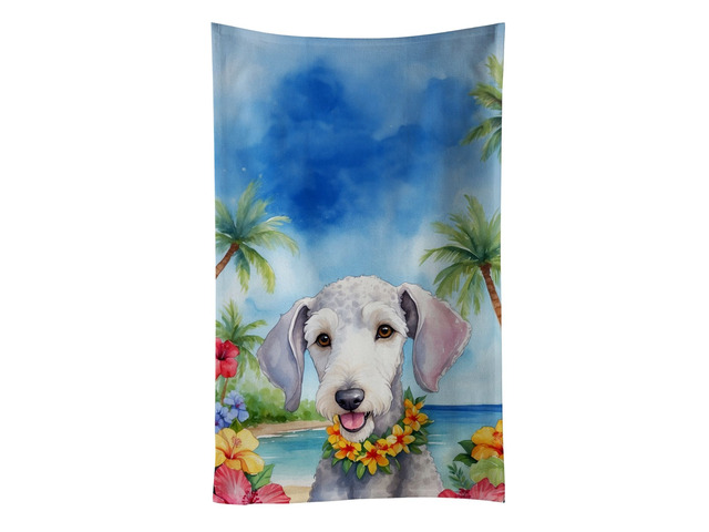 Bedlington Terrier Luau Kitchen Towel Dish Cloths Guest Hand Towel Decorative Bathroom Towel for Face,Tea, Dishcloth, Kitchen and Bath