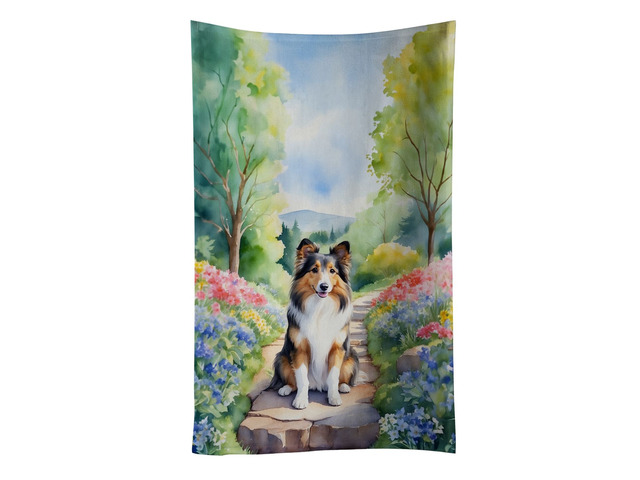 Sheltie Spring Path Kitchen Towel Dish Cloths Guest Hand Towel Decorative Bathroom Towel for Face,Tea, Dishcloth, Kitchen and Bath