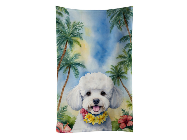 Bichon Frise Luau Kitchen Towel Dish Cloths Guest Hand Towel Decorative Bathroom Towel for Face,Tea, Dishcloth, Kitchen and Bath