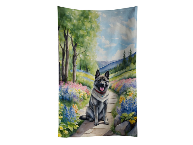 Norwegian Elkhound Spring Path Kitchen Towel Dish Cloths Guest Hand Towel Decorative Bathroom Towel for Face,Tea, Dishcloth, Kitchen and Bath