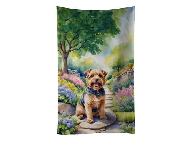 Norfolk Terrier Spring Path Kitchen Towel Dish Cloths Guest Hand Towel Decorative Bathroom Towel for Face,Tea, Dishcloth, Kitchen and Bath