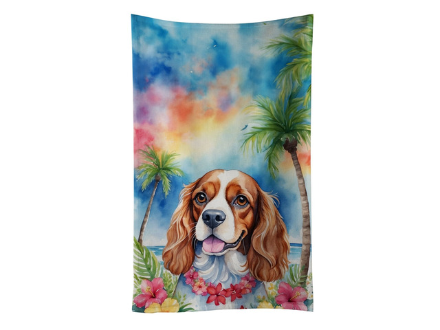 Cavalier Spaniel Luau Kitchen Towel Dish Cloths Guest Hand Towel Decorative Bathroom Towel for Face,Tea, Dishcloth, Kitchen and Bath