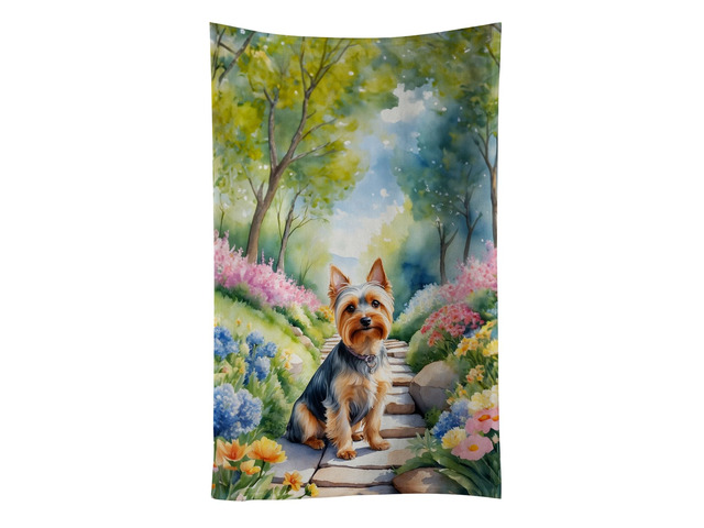 Silky Terrier Spring Path Kitchen Towel Dish Cloths Guest Hand Towel Decorative Bathroom Towel for Face,Tea, Dishcloth, Kitchen and Bath