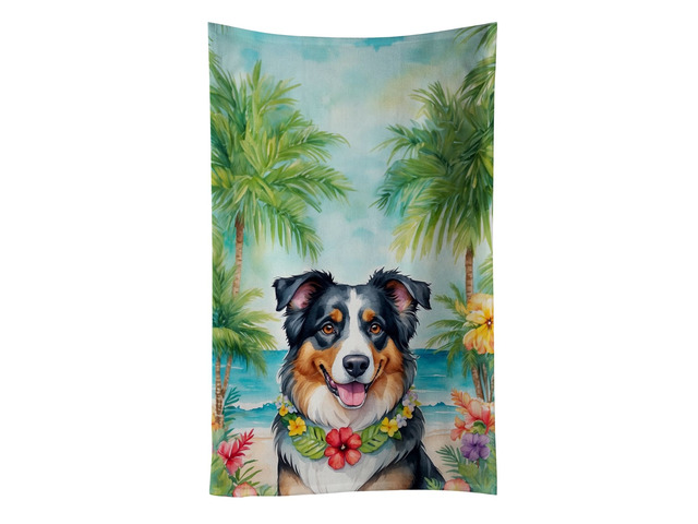 Australian Shepherd Luau Kitchen Towel Dish Cloths Guest Hand Towel Decorative Bathroom Towel for Face,Tea, Dishcloth, Kitchen and Bath
