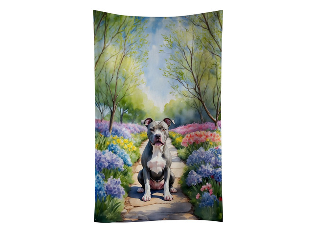 NEW Pit Bull Terrier Spring Path Kitchen Towel Dish Cloths Guest Hand Towel Decorative Bathroom Towel for Face,Tea, Dishcloth, Kitchen and Bath