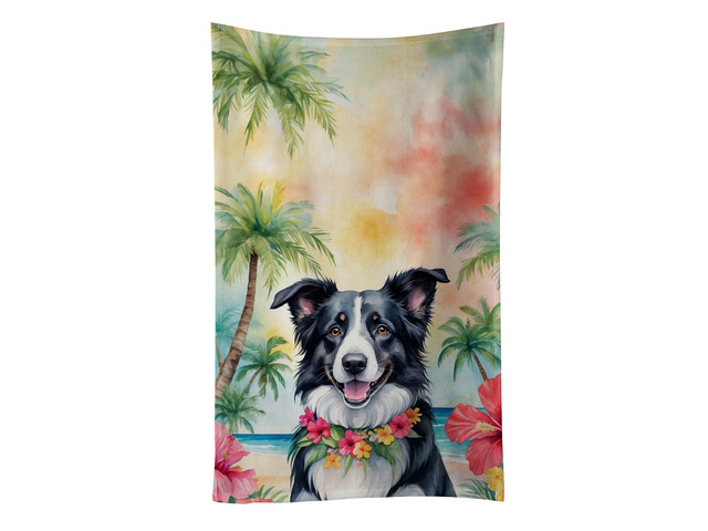 Border Collie Luau Kitchen Towel Dish Cloths Guest Hand Towel Decorative Bathroom Towel for Face,Tea, Dishcloth, Kitchen and Bath