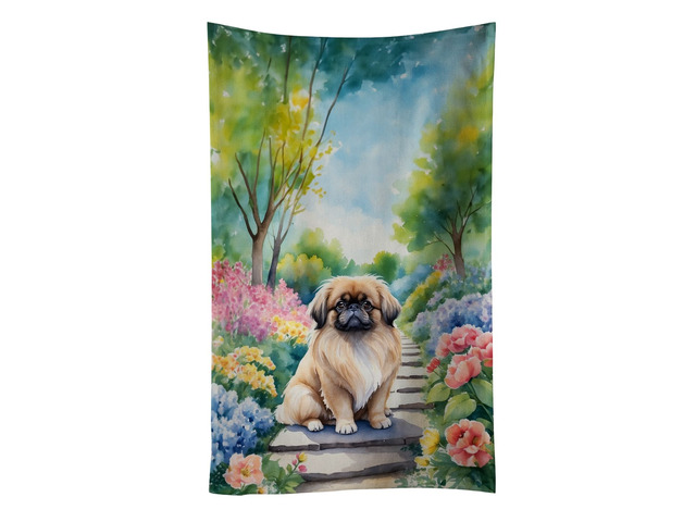 Pekingese Spring Path Kitchen Towel Dish Cloths Guest Hand Towel Decorative Bathroom Towel for Face,Tea, Dishcloth, Kitchen and Bath