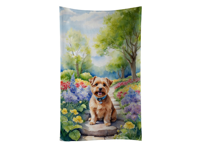 Norfolk Terrier Spring Path Kitchen Towel Dish Cloths Guest Hand Towel Decorative Bathroom Towel for Face,Tea, Dishcloth, Kitchen and Bath