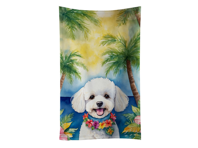 Bichon Frise Luau Kitchen Towel Dish Cloths Guest Hand Towel Decorative Bathroom Towel for Face,Tea, Dishcloth, Kitchen and Bath