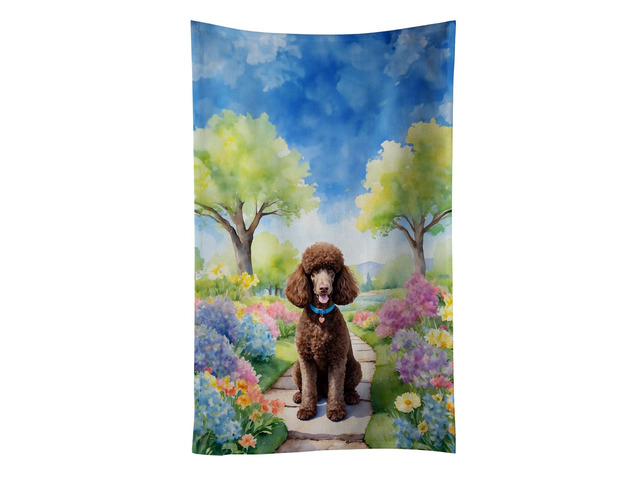 Chocolate Poodle Spring Path Kitchen Towel Dish Cloths Guest Hand Towel Decorative Bathroom Towel for Face,Tea, Dishcloth, Kitchen and Bath