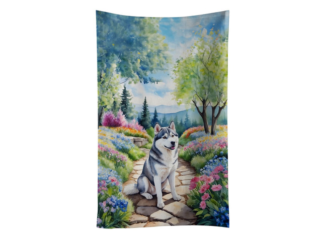 Siberian Husky Spring Path Kitchen Towel Dish Cloths Guest Hand Towel Decorative Bathroom Towel for Face,Tea, Dishcloth, Kitchen and Bath