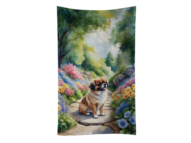 Tibetan Spaniel Spring Path Kitchen Towel Dish Cloths Guest Hand Towel Decorative Bathroom Towel for Face,Tea, Dishcloth, Kitchen and Bath