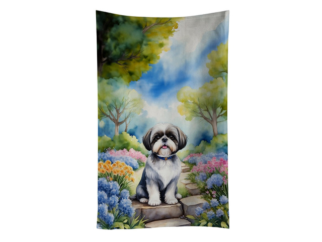 Shih Tzu Spring Path Kitchen Towel Dish Cloths Guest Hand Towel Decorative Bathroom Towel for Face,Tea, Dishcloth, Kitchen and Bath