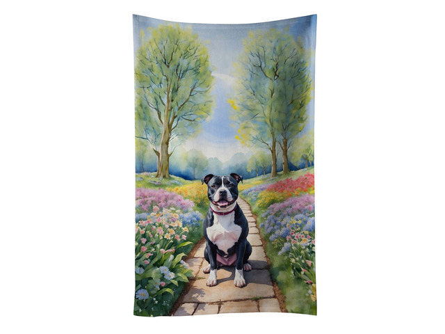 NEW Staffordshire Bull Terrier Spring Path Kitchen Towel Dish Cloths Guest Hand Towel Decorative Bathroom Towel for Face,Tea, Dishcloth, Kitchen...