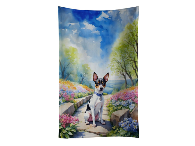 Rat Terrier Spring Path Kitchen Towel Dish Cloths Guest Hand Towel Decorative Bathroom Towel for Face,Tea, Dishcloth, Kitchen and Bath