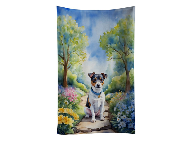 Jack Russell Terrier Spring Path Kitchen Towel Dish Cloths Guest Hand Towel Decorative Bathroom Towel for Face,Tea, Dishcloth, Kitchen and Bath