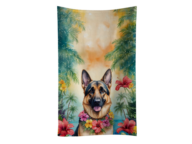 German Shepherd Luau Kitchen Towel Dish Cloths Guest Hand Towel Decorative Bathroom Towel for Face,Tea, Dishcloth, Kitchen and Bath