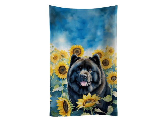 Chow Chow in Sunflowers Kitchen Towel Dish Cloths Guest Hand Towel Decorative Bathroom Towel for Face,Tea, Dishcloth, Kitchen and Bath