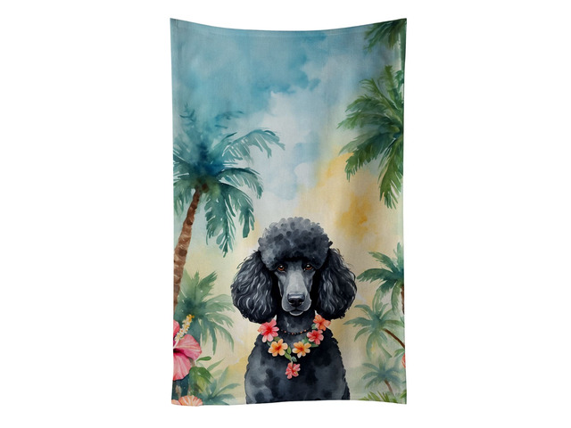 Black Poodle Luau Kitchen Towel Dish Cloths Guest Hand Towel Decorative Bathroom Towel for Face,Tea, Dishcloth, Kitchen and Bath