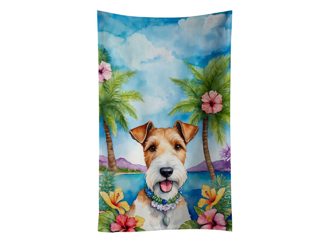 Fox Terrier Luau Kitchen Towel Dish Cloths Guest Hand Towel Decorative Bathroom Towel for Face,Tea, Dishcloth, Kitchen and Bath