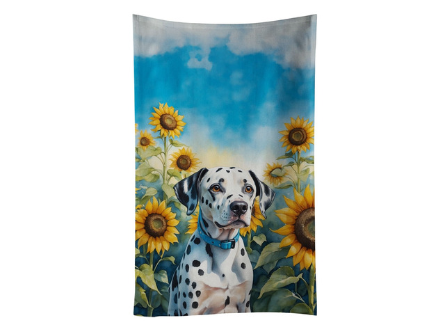Dalmatian in Sunflowers Kitchen Towel Dish Cloths Guest Hand Towel Decorative Bathroom Towel for Face,Tea, Dishcloth, Kitchen and Bath