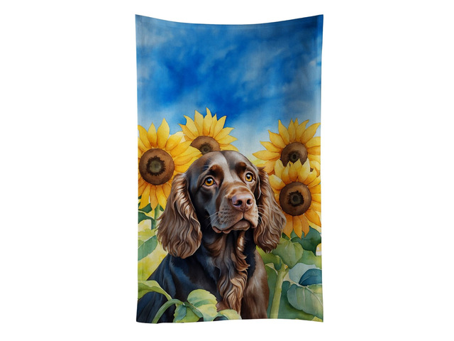 Boykin Spaniel in Sunflowers Kitchen Towel Dish Cloths Guest Hand Towel Decorative Bathroom Towel for Face,Tea, Dishcloth, Kitchen and Bath