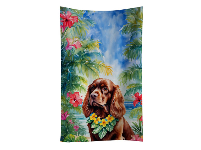 Sussex Spaniel Luau Kitchen Towel Dish Cloths Guest Hand Towel Decorative Bathroom Towel for Face,Tea, Dishcloth, Kitchen and Bath