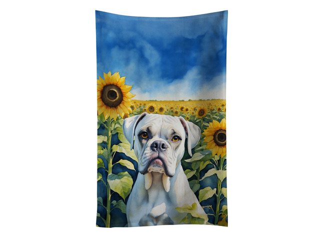 Boxer in Sunflowers Kitchen Towel Dish Cloths Guest Hand Towel Decorative Bathroom Towel for Face,Tea, Dishcloth, Kitchen and Bath