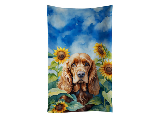 Cocker Spaniel in Sunflowers Kitchen Towel Dish Cloths Guest Hand Towel Decorative Bathroom Towel for Face,Tea, Dishcloth, Kitchen and Bath