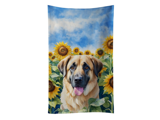 Anatolian Shepherd in Sunflowers Kitchen Towel Dish Cloths Guest Hand Towel Decorative Bathroom Towel for Face,Tea, Dishcloth, Kitchen and Bath