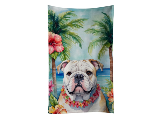 English Bulldog Luau Kitchen Towel Dish Cloths Guest Hand Towel Decorative Bathroom Towel for Face,Tea, Dishcloth, Kitchen and Bath