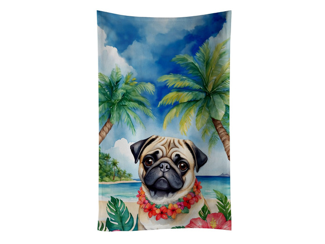 Pug Luau Kitchen Towel Dish Cloths Guest Hand Towel Decorative Bathroom Towel for Face,Tea, Dishcloth, Kitchen and Bath