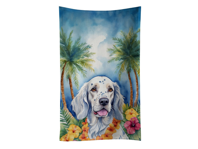 English Setter Luau Kitchen Towel Dish Cloths Guest Hand Towel Decorative Bathroom Towel for Face,Tea, Dishcloth, Kitchen and Bath