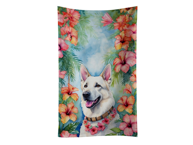 White German Shepherd Luau Kitchen Towel Dish Cloths Guest Hand Towel Decorative Bathroom Towel for Face,Tea, Dishcloth, Kitchen and Bath