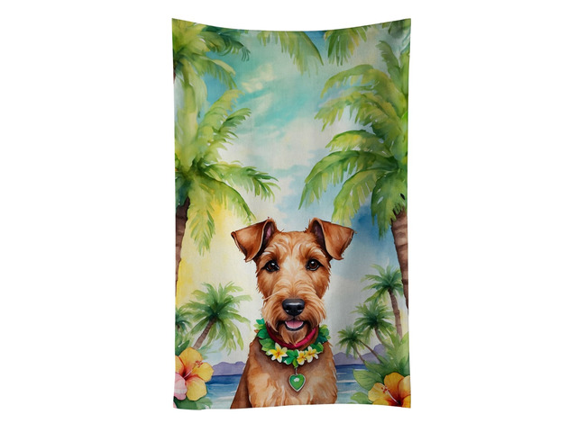 Irish Terrier Luau Kitchen Towel Dish Cloths Guest Hand Towel Decorative Bathroom Towel for Face,Tea, Dishcloth, Kitchen and Bath